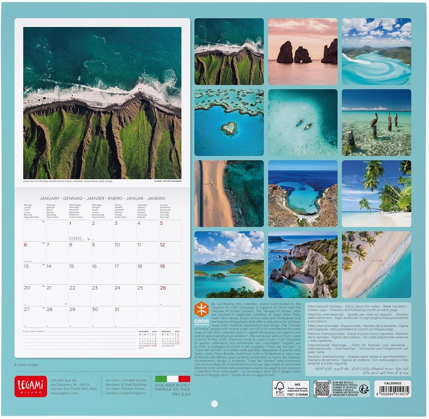 KALENDAR ZIDNI LEGAMI 2025 VITAMIN SEA 30x29 LANDSCAPES CAL250022