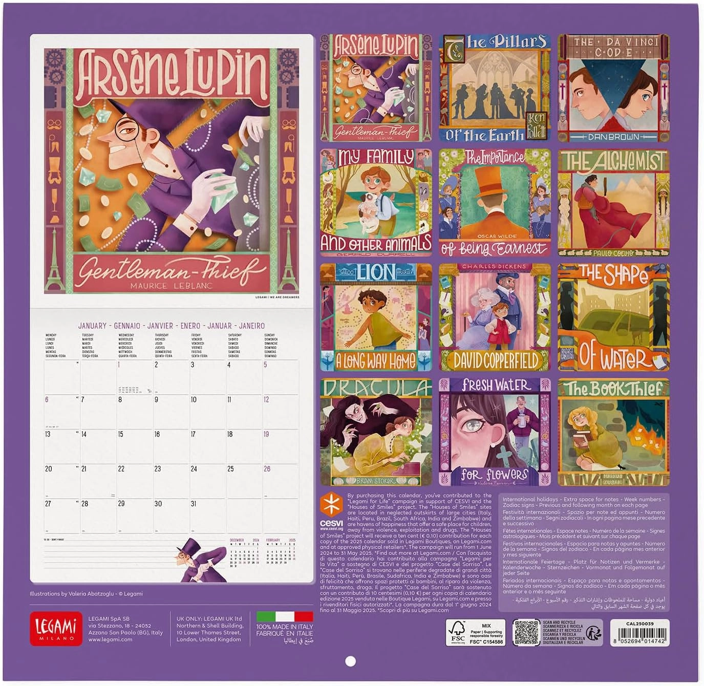 KALENDAR ZIDNI LEGAMI 2025 BOOK LOVER'S 30x29 CAL250039