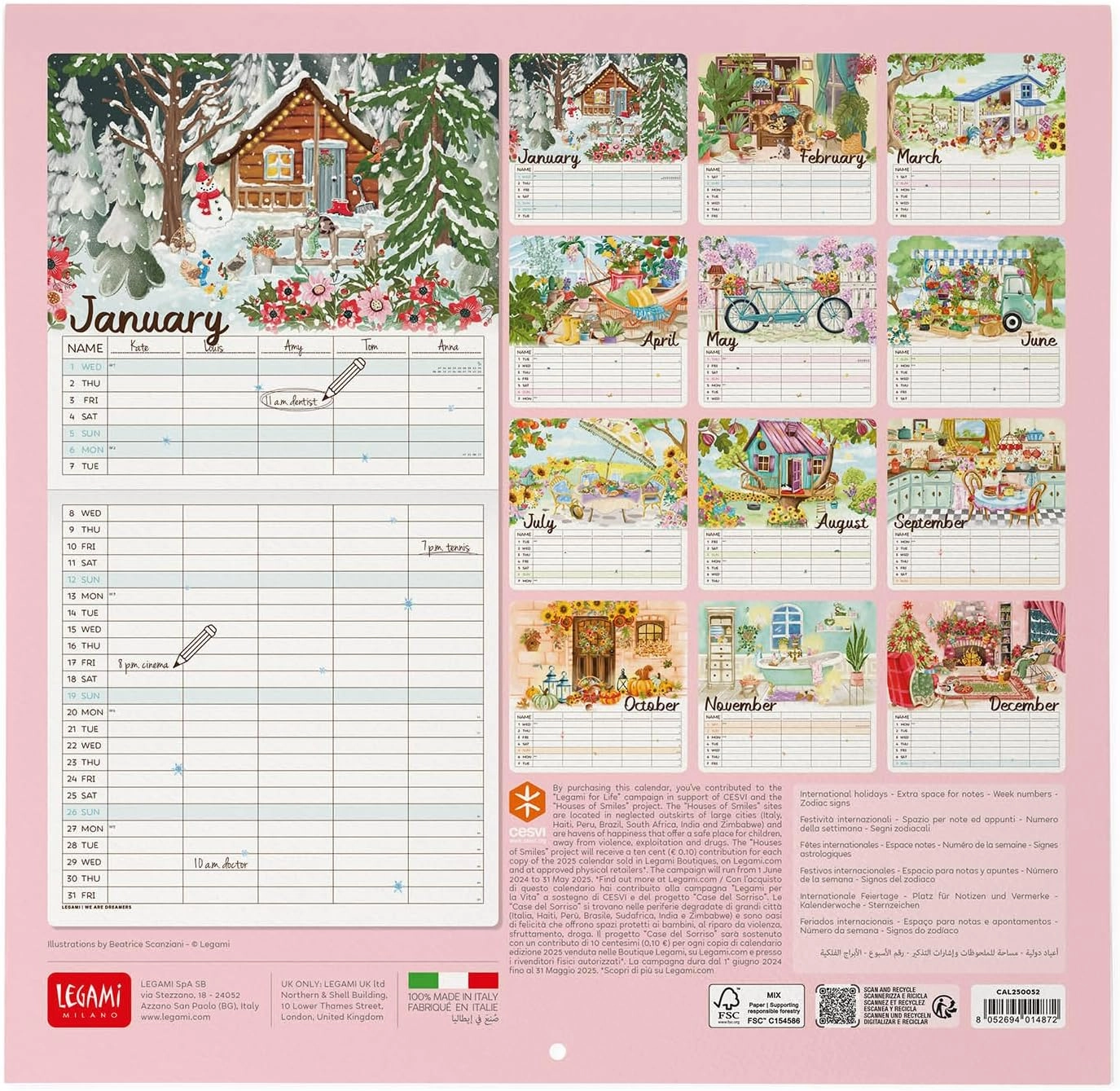 KALENDAR ZIDNI LEGAMI 2025 HOME SWEET HOME 30x29 CAL250052
