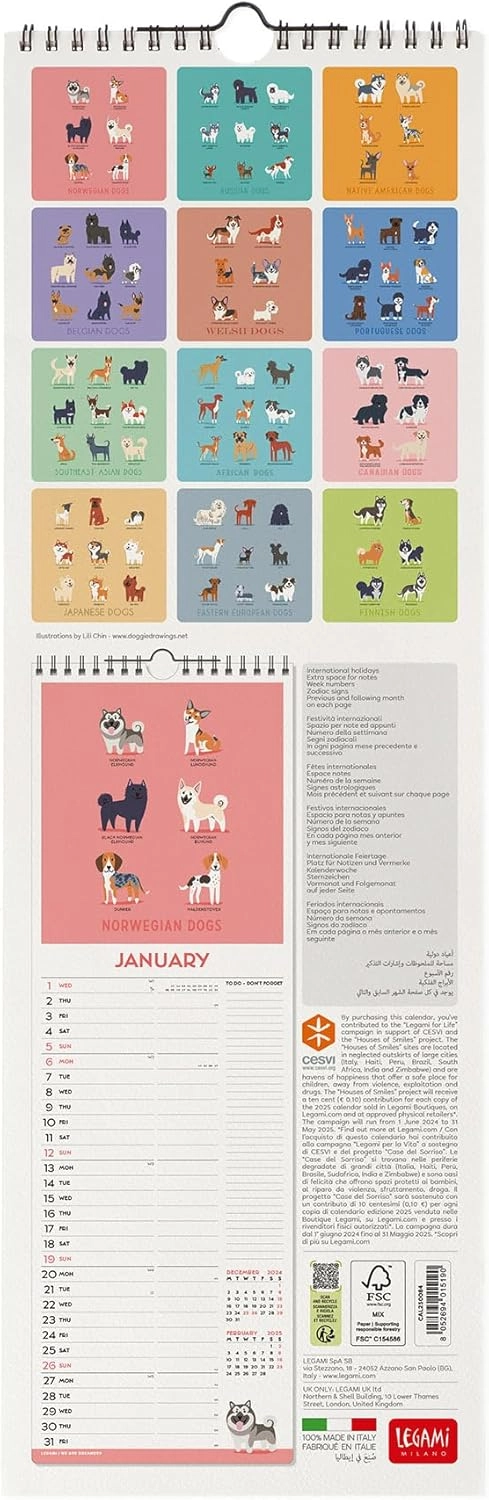 KALENDAR ZIDNI LEGAMI 2025 DOGS OF THE WORLD 16x49 CAL250084