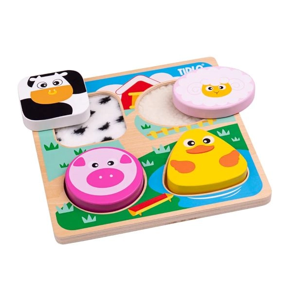PUZZLE DRVENA UMETALJKA BIGJIGS DODIRNI I OSETI FARM T0023
