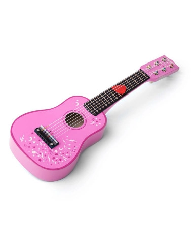 IGRAČKA DRVENA GITARA BIGJIGS PINK FLOWERS T0057
