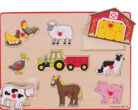 PUZZLE DRVENA UMETALJKA BIGJIGS FARM BJ259