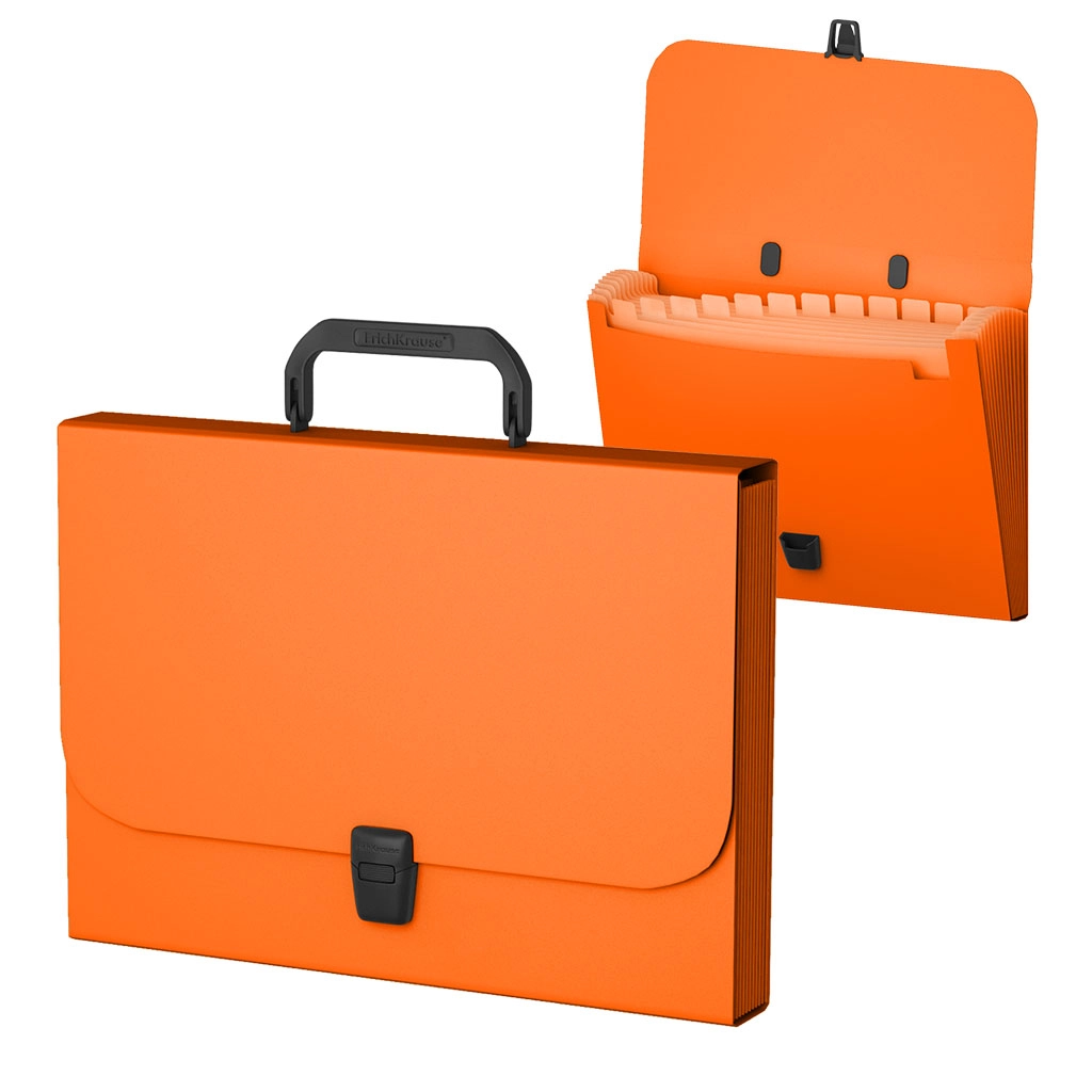 FOLDER SA RUČKOM I 12 PREGRADA A4 ERICHKRAUSE MATT NEON ORANGE 50462