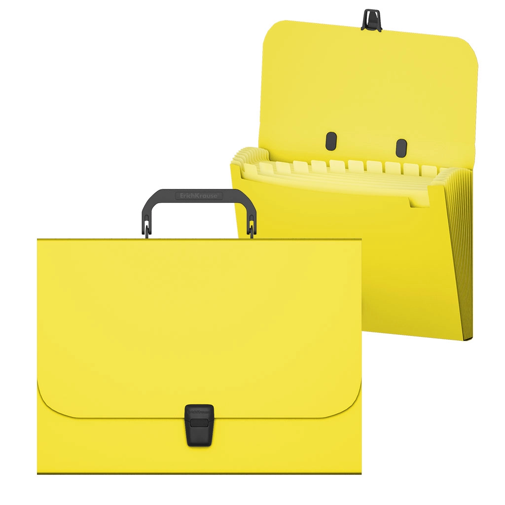 FOLDER SA RUČKOM I 12 PREGRADA A4 ERICHKRAUSE MATT NEON YELLOW 50463