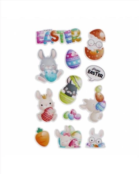 STIKERI USKRŠNJI EURO-TRADE PUFFY RABBIT 12PCS 531728