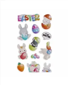 STIKERI USKRŠNJI EURO-TRADE PUFFY RABBIT 12PCS 531728