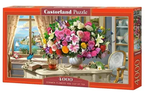 PUZZLE 4000 CASTOR SUMMER FLOWERS AND CUP OF TEA C-400263-2