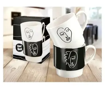 ŠOLJE SET GILDE FACE MOTIF L 9CM W 12CM H 15CM 44151 2/1