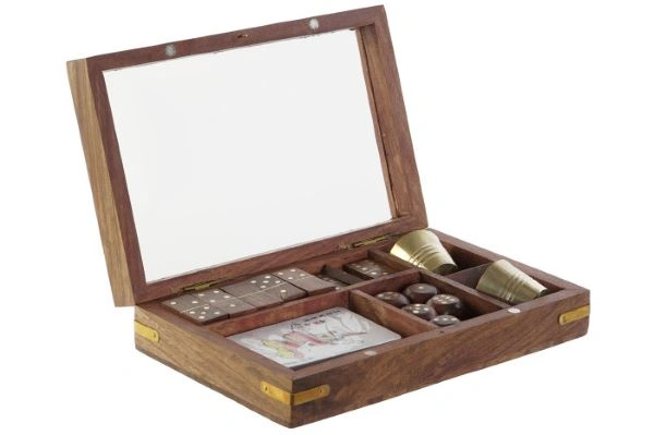 DRUŠTVENE IGRE ITEM SET SHEESHAM BRASS 22X14X5 LETTERS DICES JM-194440 5/1