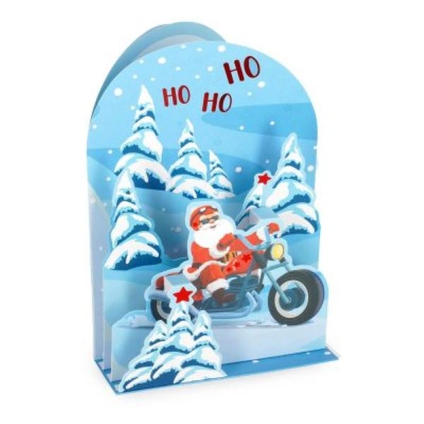 ČESTITKA NOVOGODIŠNJA LEGAMI POP UP SANTA BIKE BGPX0006