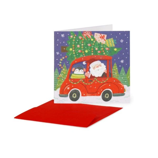 ČESTITKA NOVOGODIŠNJA LEGAMI SANTA CAR BQN0153