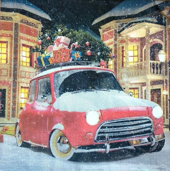 SALVETE 33X33 VINTAGE CHRISTMAS CAR 3332578