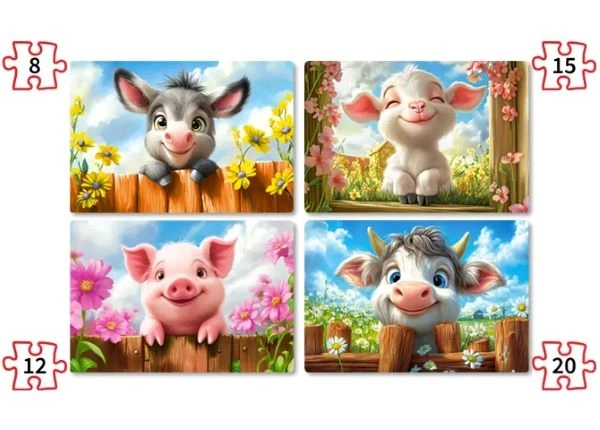 PUZZLE 4U1 8+12+15+20 CASTOR CUTE ANIMALS B-041084