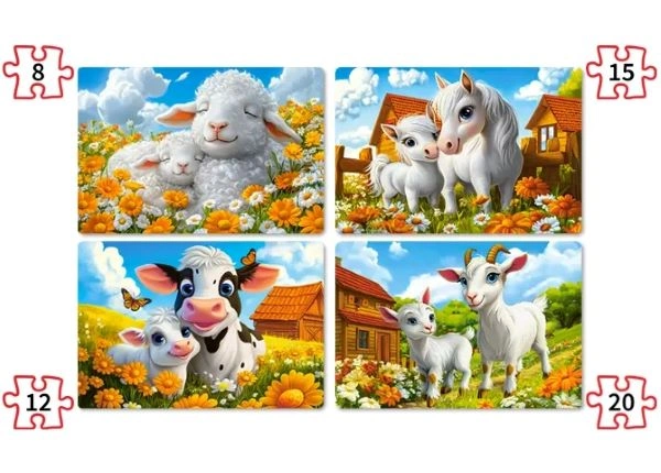 PUZZLE 4U1 8+12+15+20 CASTOR LOVING ANIMALS B-041060