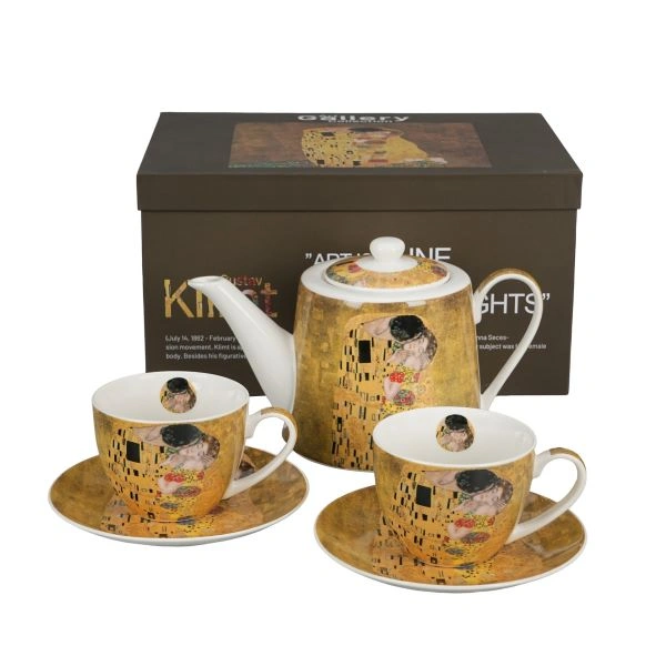 ČAJNIK I ŠOLJE SET DUO THE KISS CLASSIC G, KLIMT 3/1