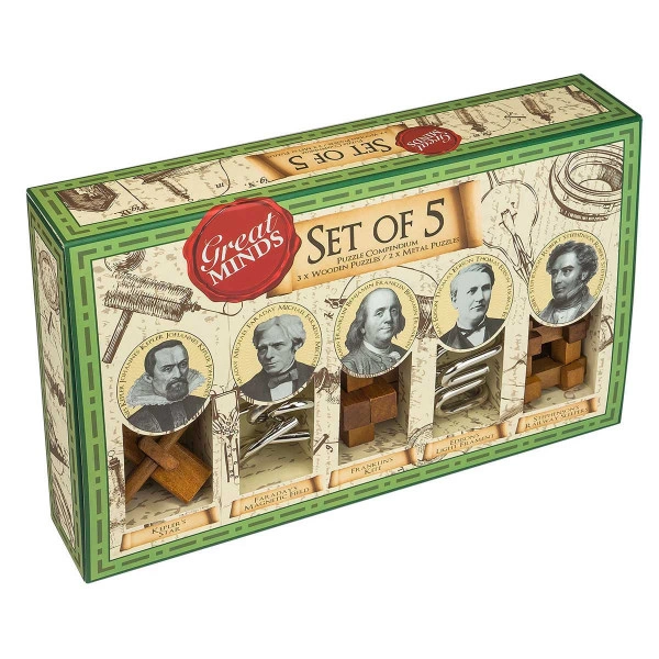 IQ PUZZLE GREAT MINDS MEN’S SET OF 5 PROFESSOR PUZZLE