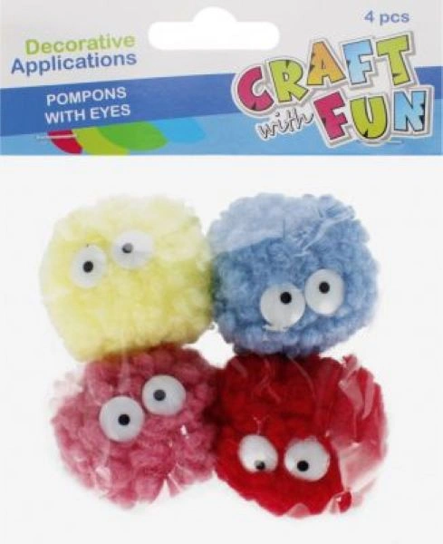 POM POM KUGLICE EURO-TRADE WITH EYES 5CM/4PCS 521620