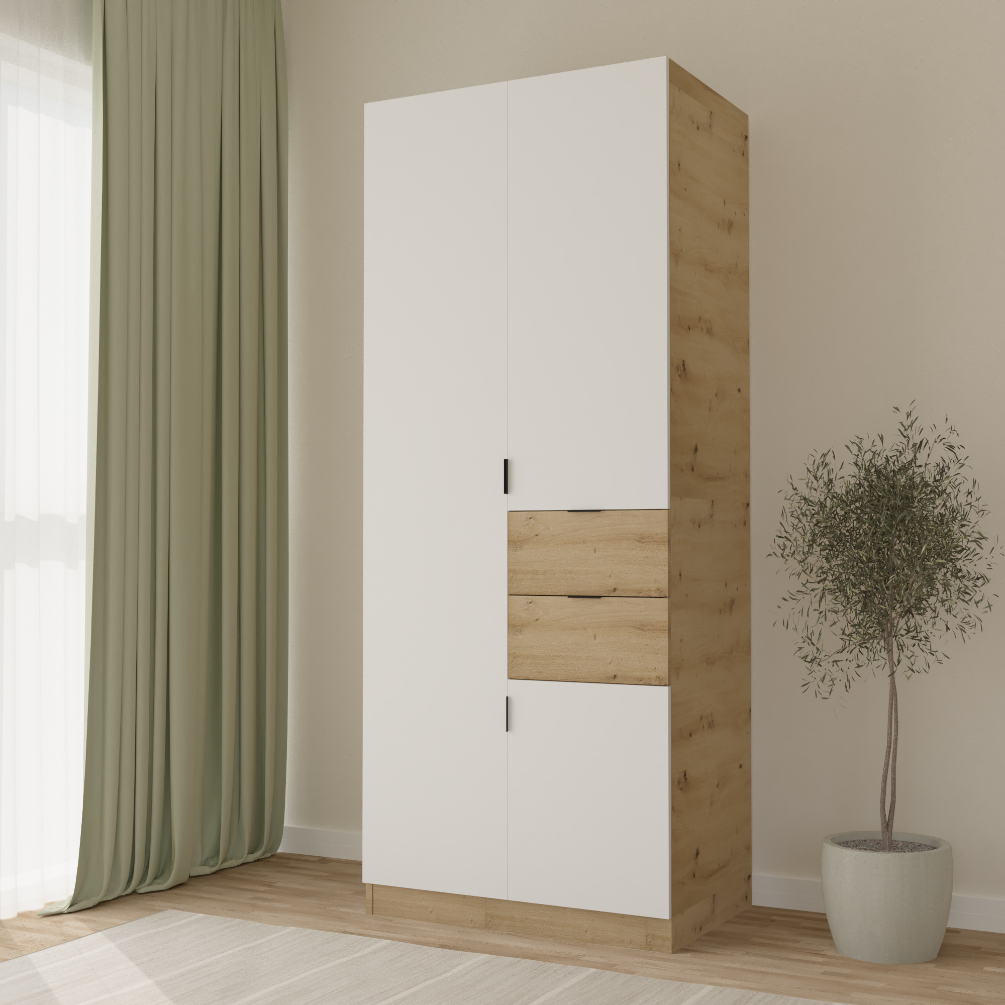 MONT 3V2F Ormar artisan white 79x55x207 cm  (A566+D129)