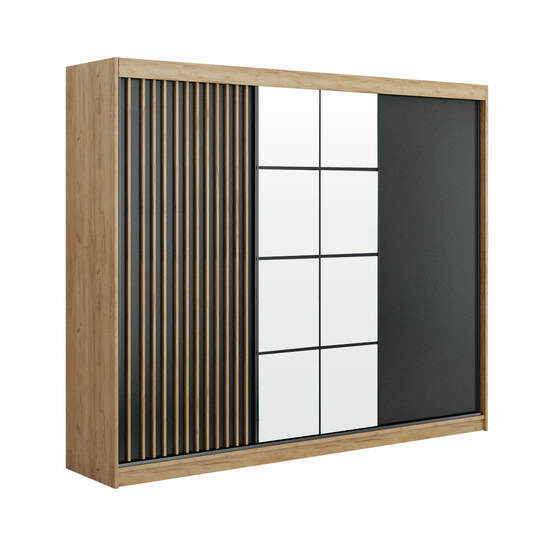 ROCCO Klizni plakar ormar 250x215x58 cm hrast artisan sa ogledalom 830-212