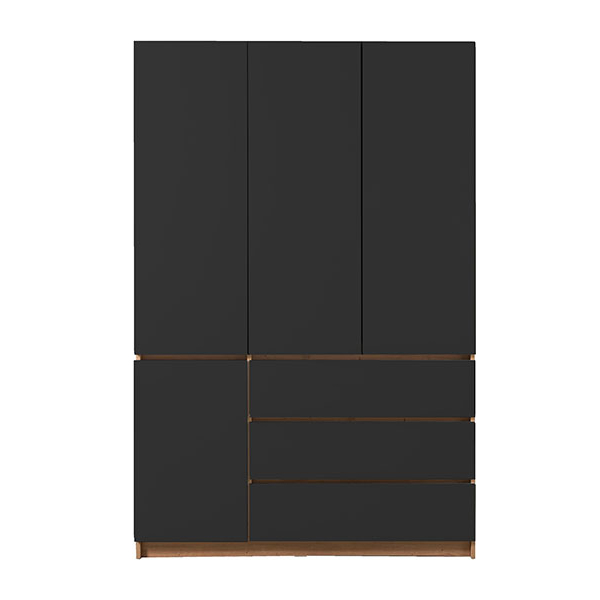 SEA 4V3F Plakar ormar atrisan crni sjajni 135x52x205 cm (A566+D107)