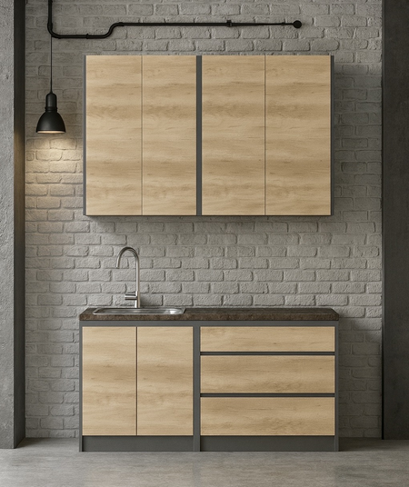 GRAFFITI Kuhinja 1.7 m color graphite /oak craft gold