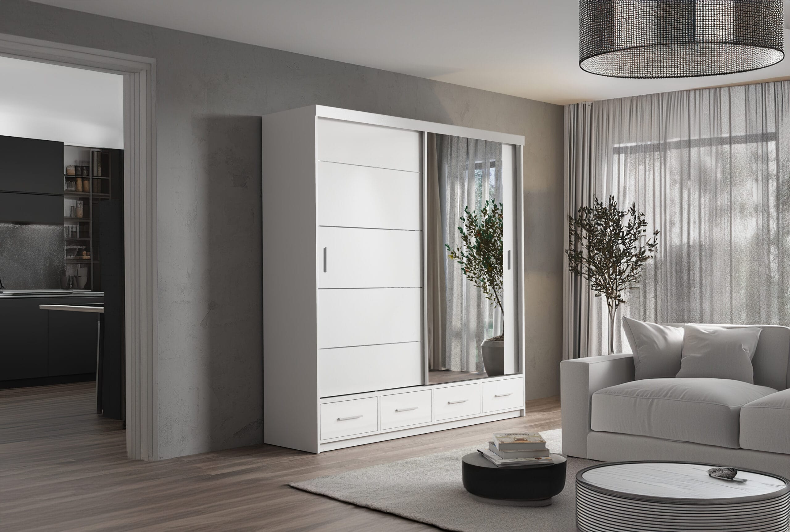 00058181 MAVILLA 200 cm AR-Klizni ormar bijeli 200x216x62 cm