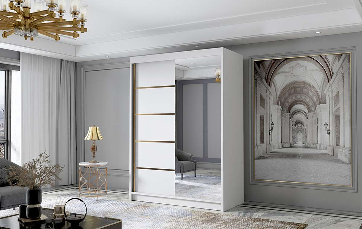 000581178 LUNGO III 120 cm AN-Klizni ormar bijeli 120x200x58 cm