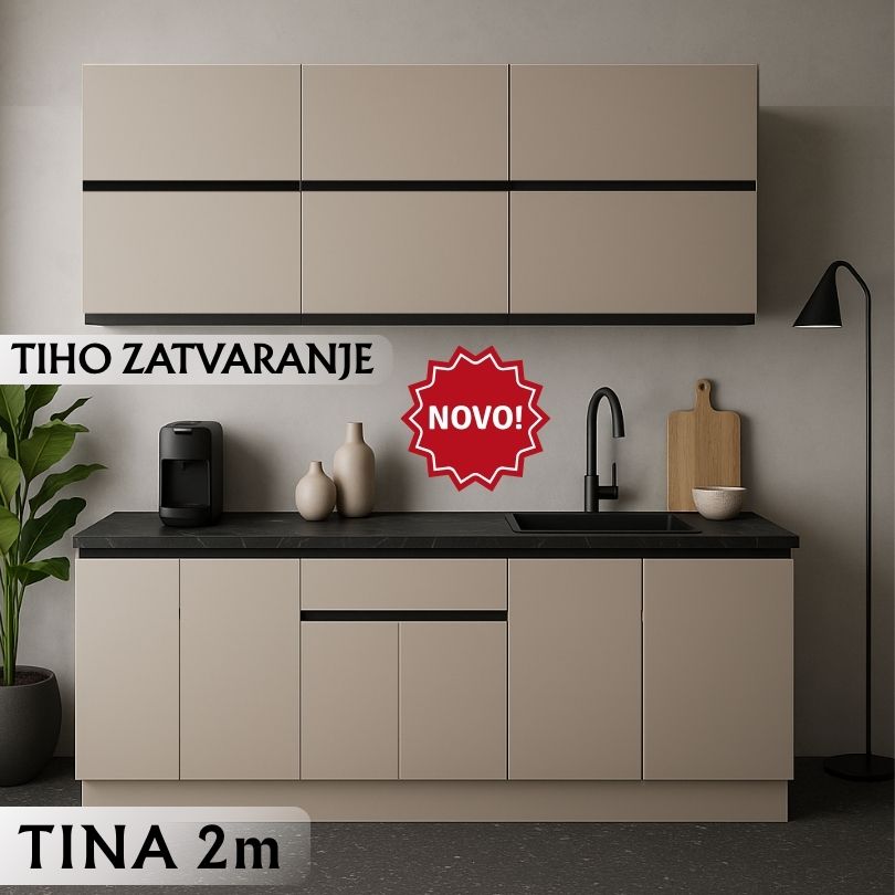 TINA Kuhinja 2.0 m white/clay grey-black handle