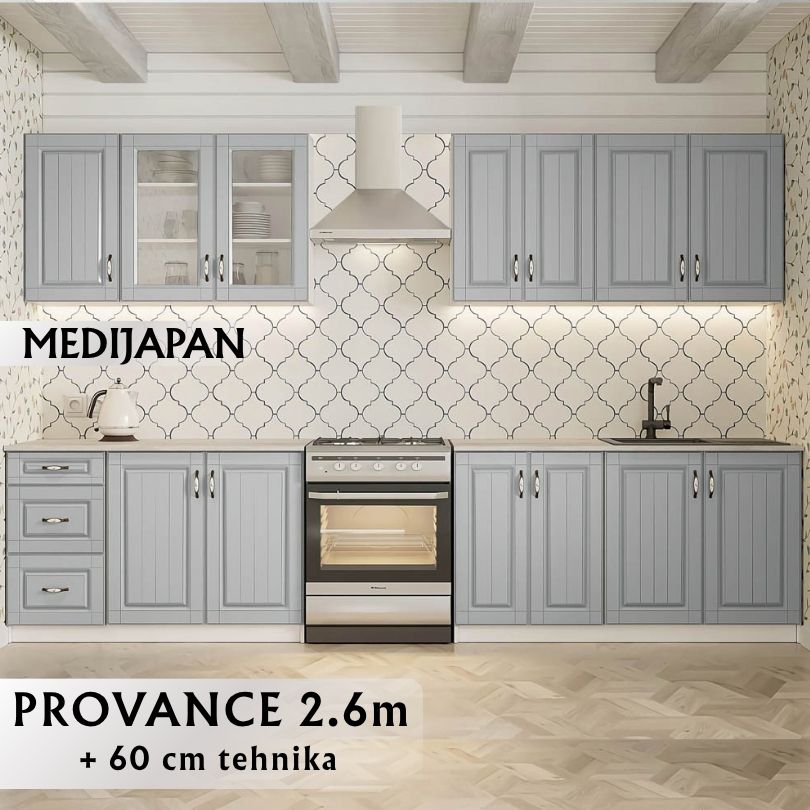 PROVANCE KUHINJA 2,6 m bijela siva plava mdf