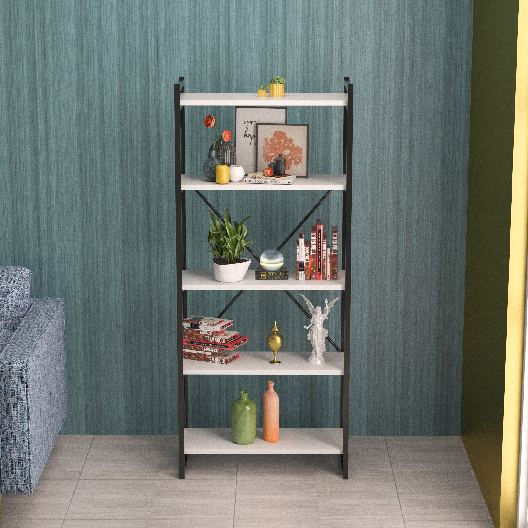 7001 FALEZ Polica 5f bijela 183x35,5x11 cm