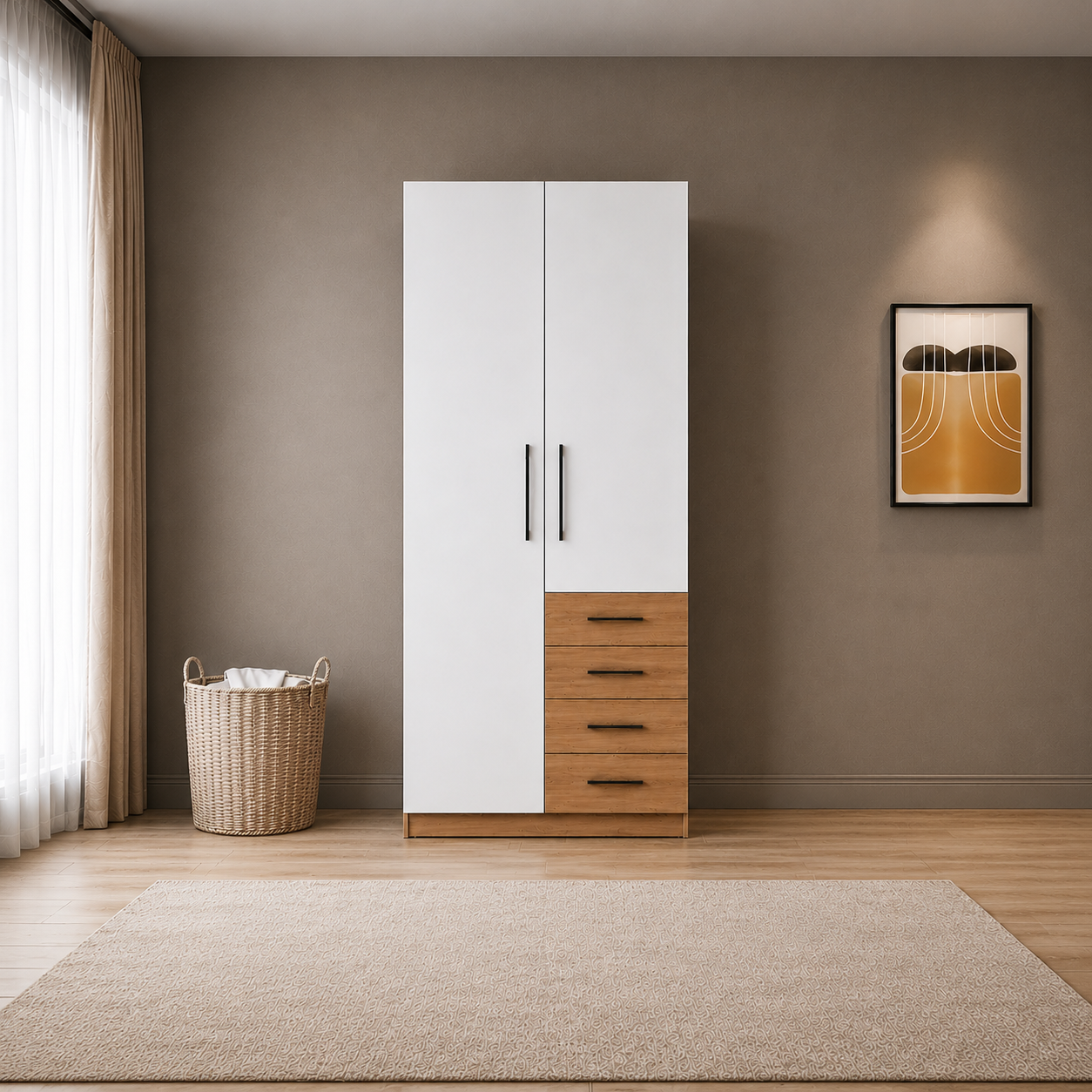 DELTA 2V4F Plakar ormar artisan bijeli 100x60x235 cm (A566+D129HG)
