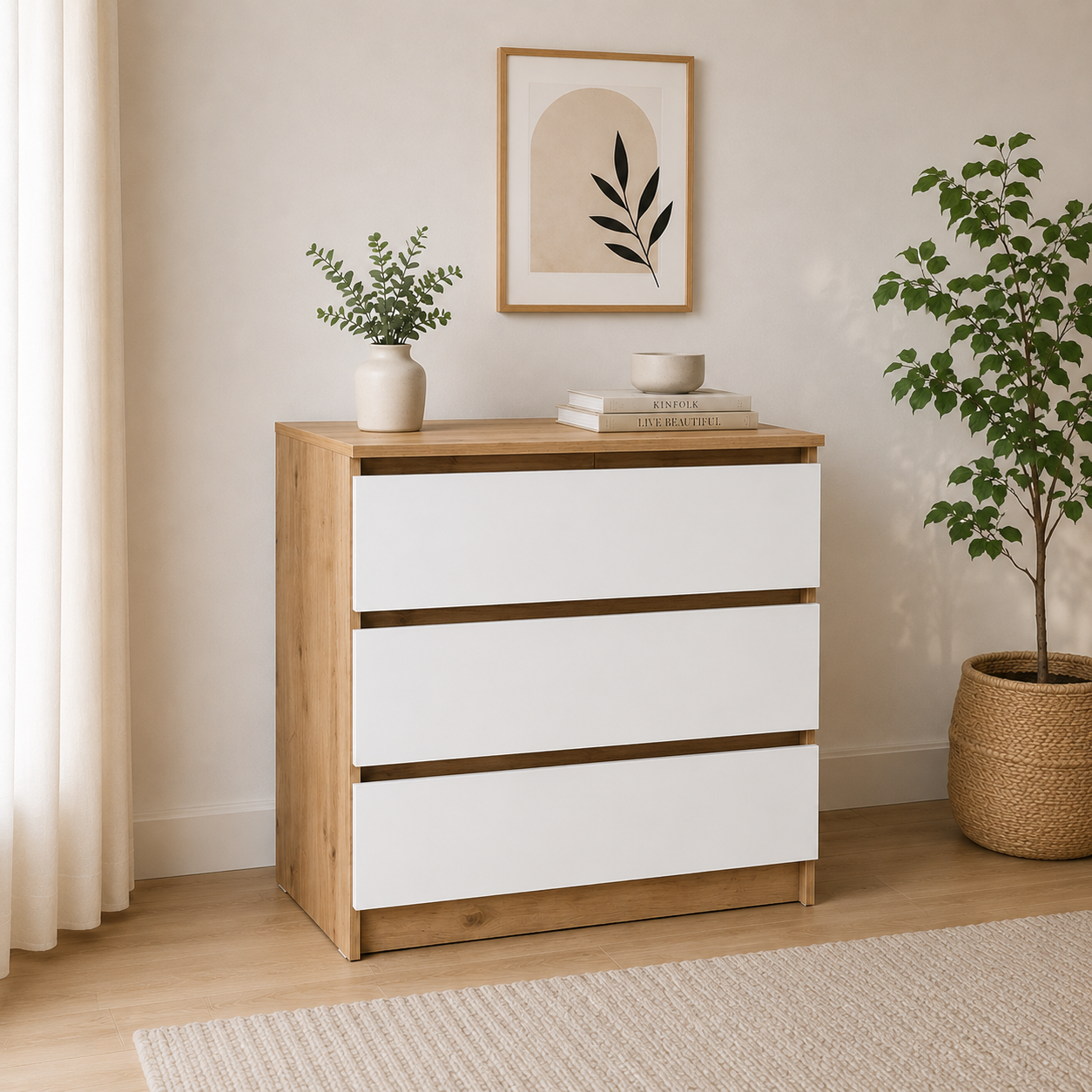 SEA 3F Komoda atrisan bijeli sjajni 77x42x80 cm (A566+D129HG)