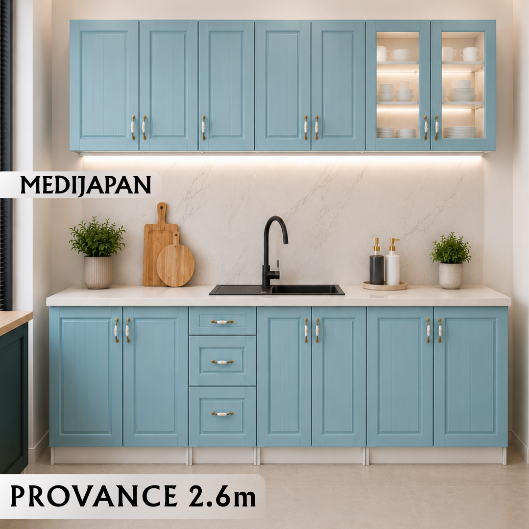 PROVANCE KUHINJA 2,6 m white/ lagoone blue mdf