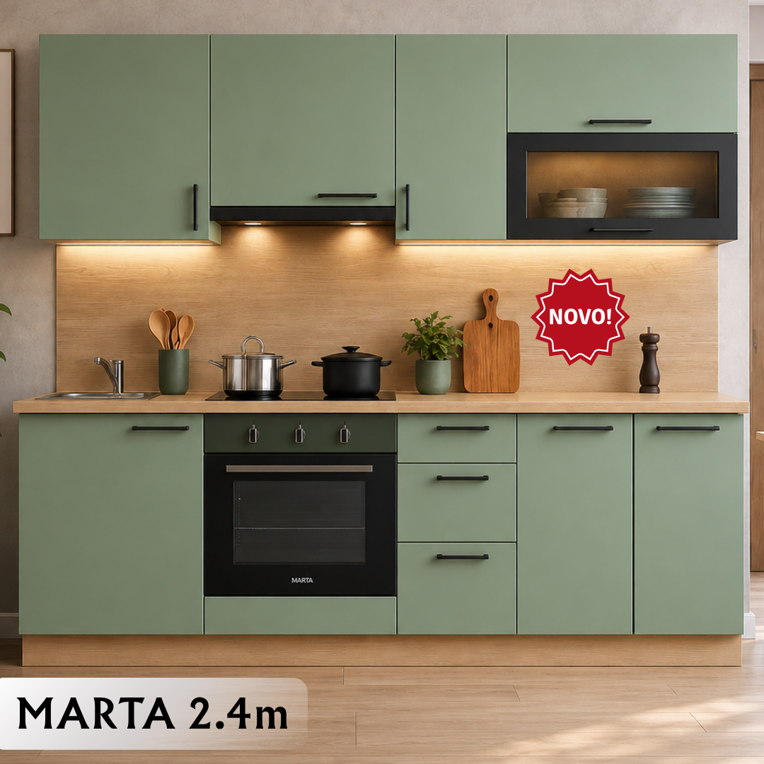 MARTA 2.4 NR Kuhinja 2.4 m sonoma / smooky -green