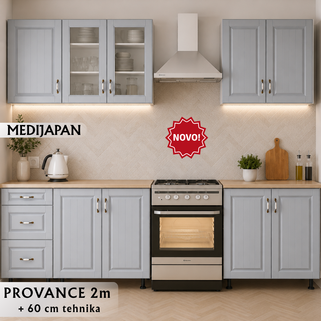 PROVANCE KUHINJA 2,0 m white/ grey soft mdf
