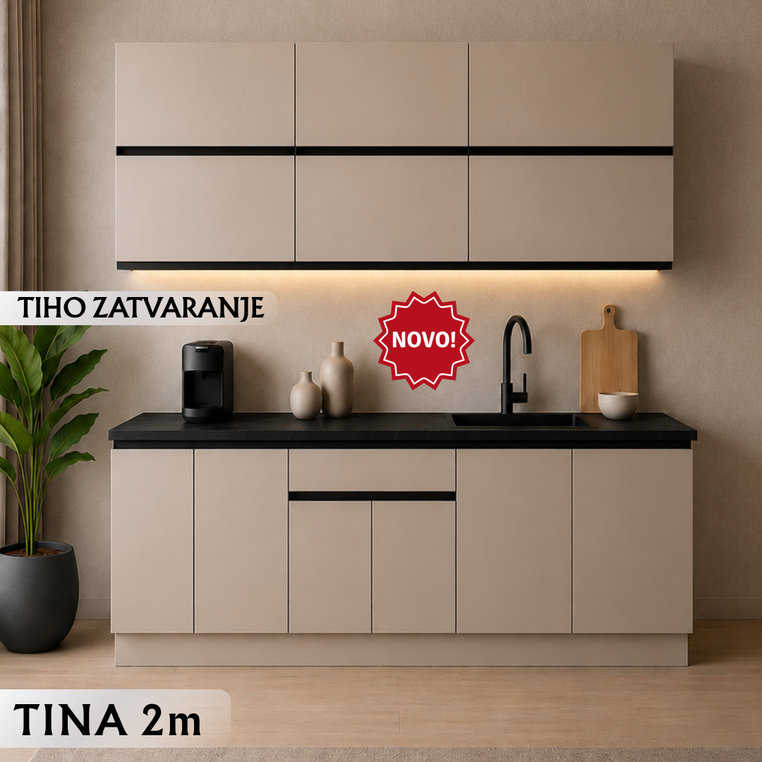 TINA Kuhinja 2.0 m white/clay grey-black handle