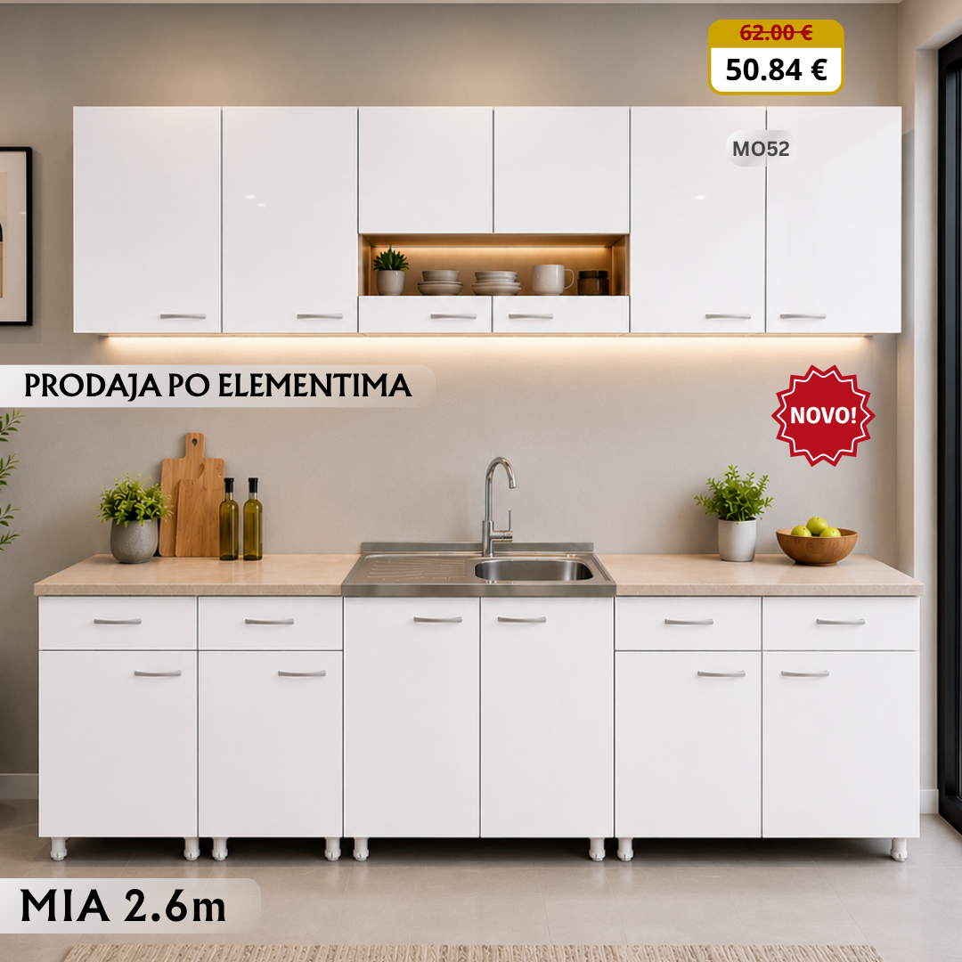 MIA 02 EL 03 Kuhinja gornji dio 80 vrata, sonoma, bijela 80x31x60 (A842+D129HG)