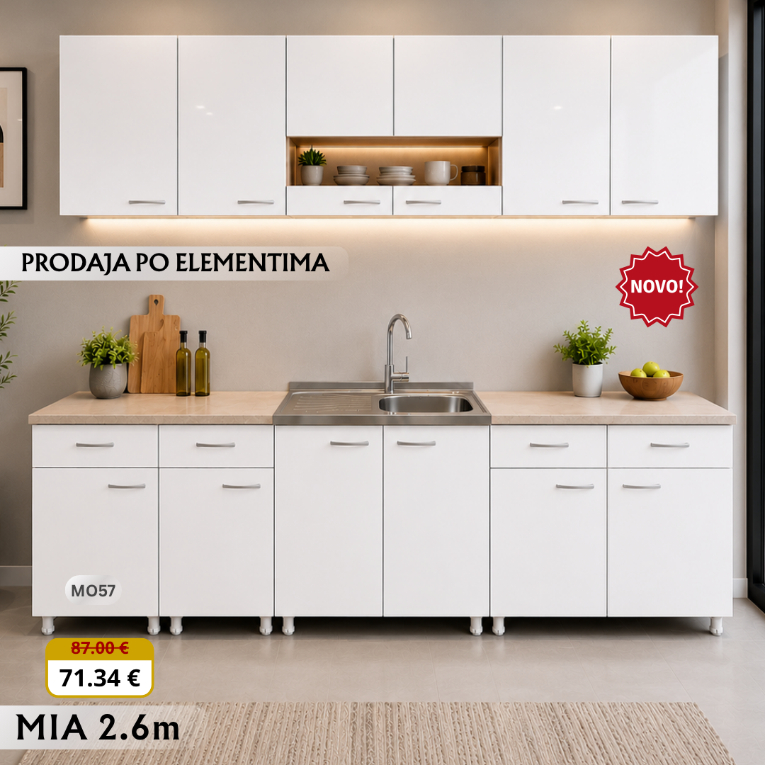 MIA 02 EL 13 Kuhinja donji dio 60 vrata, fioka sonoma, bijela (A842+D129HG)