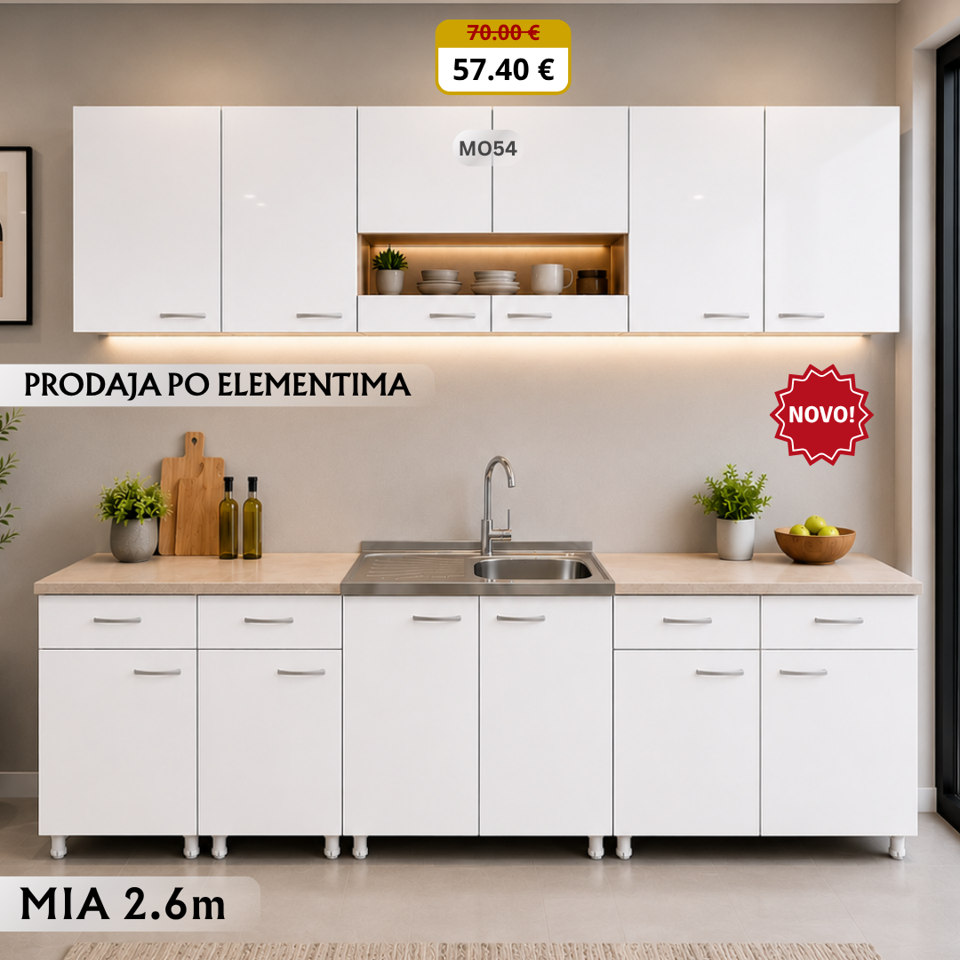 MIA 02 EL 10 Kuhinja gornji dio 80 staklo, sonoma, bijela 80x32x60 (A842+D129HG)