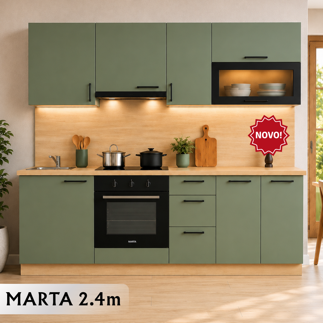 MARTA 2.4 NR Kuhinja 2.4 m sonoma / smooky -green