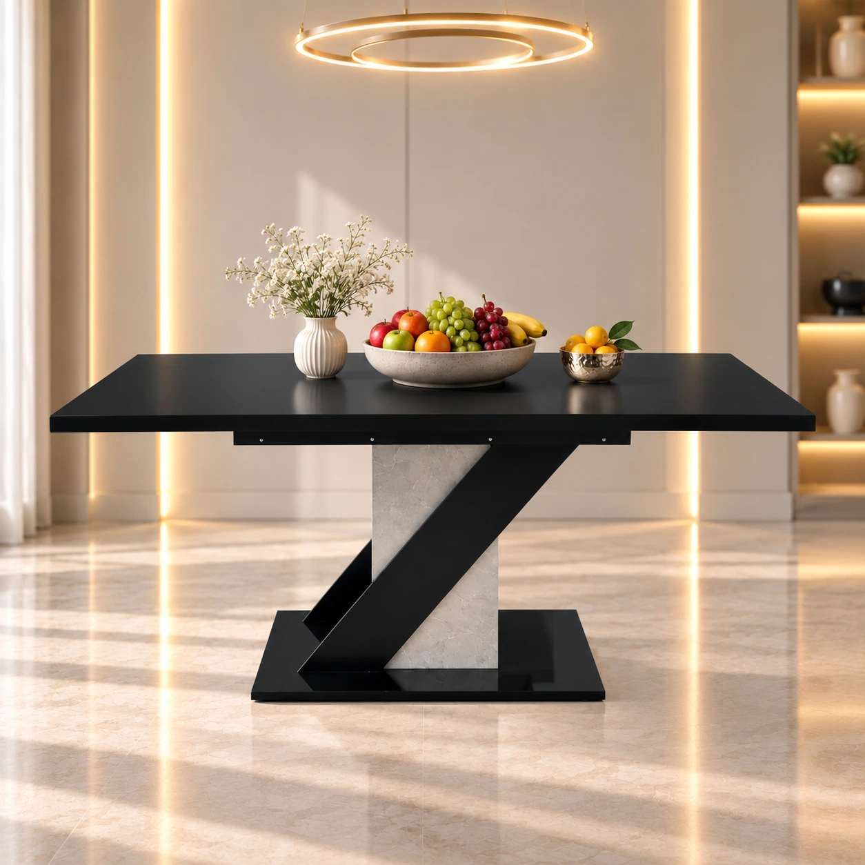 VENECIJA Trpezarijski sto beton / black HG 120-160/75/80
