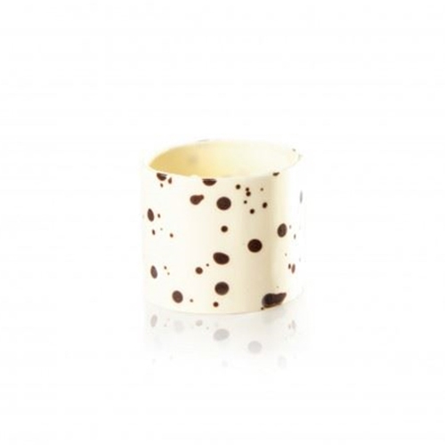 DOBLA MINI CYLINDER WHITE/DARK SPECKLED 35 X 30mm ,Vol.20ml (105 kom / pak 525g) - Čokoladna dekoracija , mali cilindar-prsten-valjak , bijela čok. 