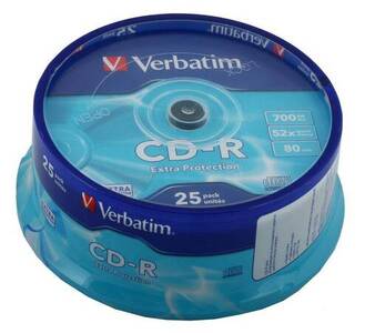 CD-R VERBATIM 700MB 52X EXTRA PROTECTION SURFACE CAKE 1/25 VER43432