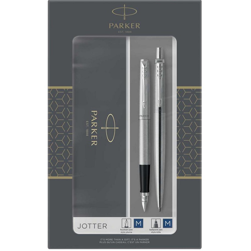 SET OLOVKA HEM. + NALIV PERO PARKER JOTTER DUO SREBRNA CT 160396