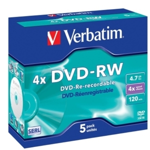 DVD-RW Verbatim 4.7GB/120min 4x Speed VER43285/43284 1/4 RE-REWRITABLE