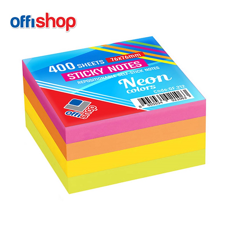 POST IT OFFISHOP 75x75 400L NEON MIX OF212