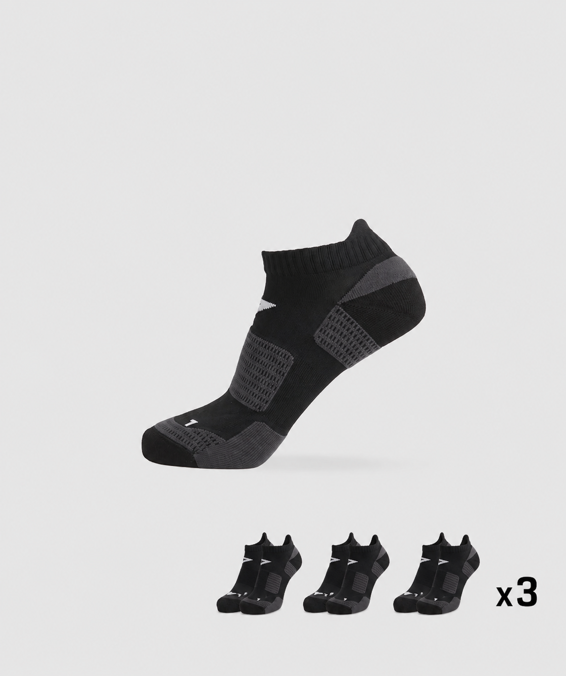 Gymshark Ankle Anti Blister Socks /36-38/ Black / 3 Pairs