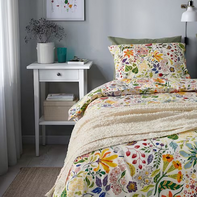 Jorganska navlaka i jastučnica, raznobojno/cvjetna šara, 150x200/50x60 cm