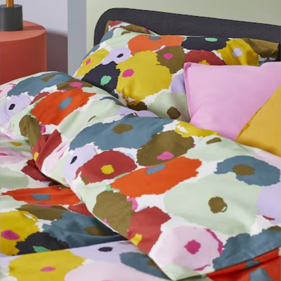 Jorganska navlaka i 2 jastučnice, raznobojno/cvjetna šara, 200x200/50x60 cm